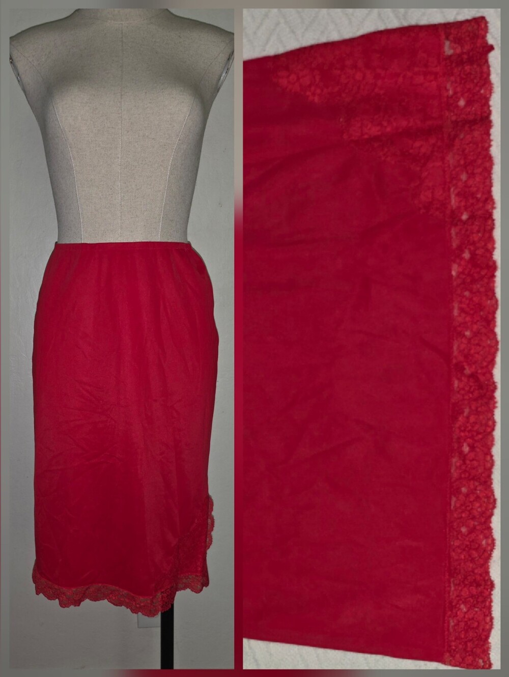 Vintage Munsingwear 1950s 1960s Red Slip Skirt